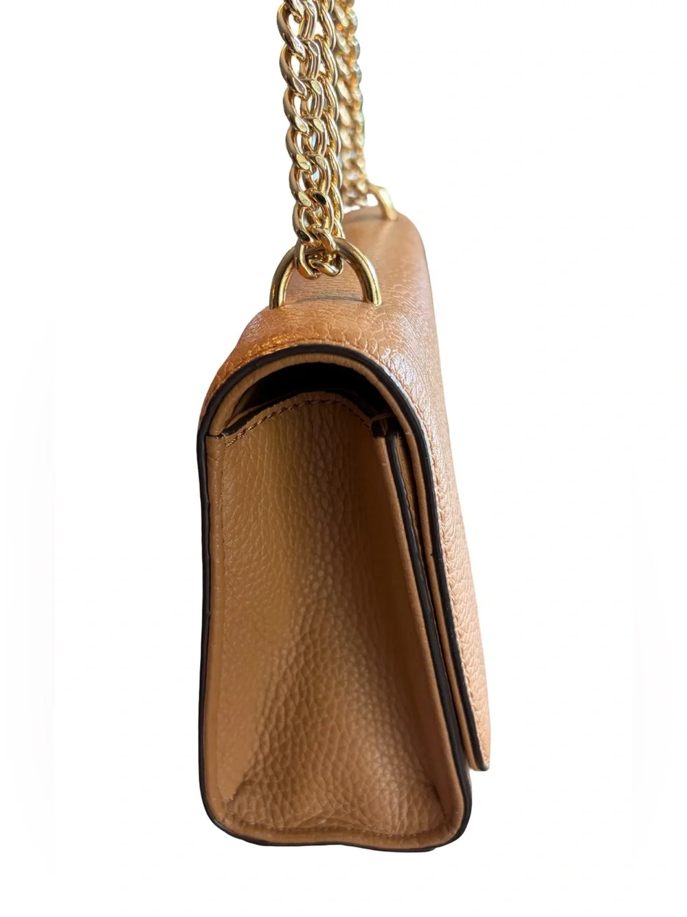 Tory Burch Carter Shrunken Shoulder Bag Tan Pebbled Leather Gold Hardware